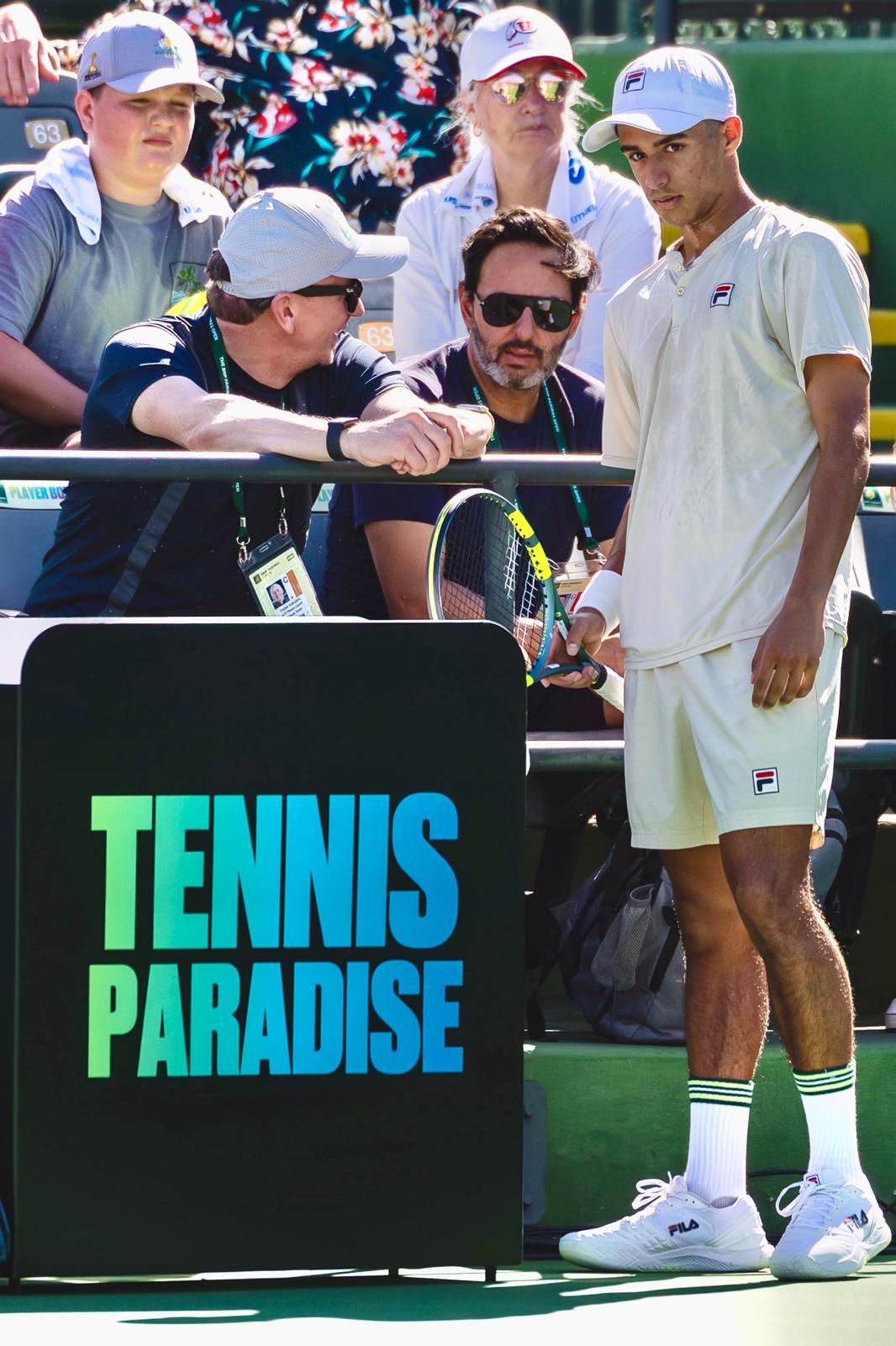 Junior players training on court