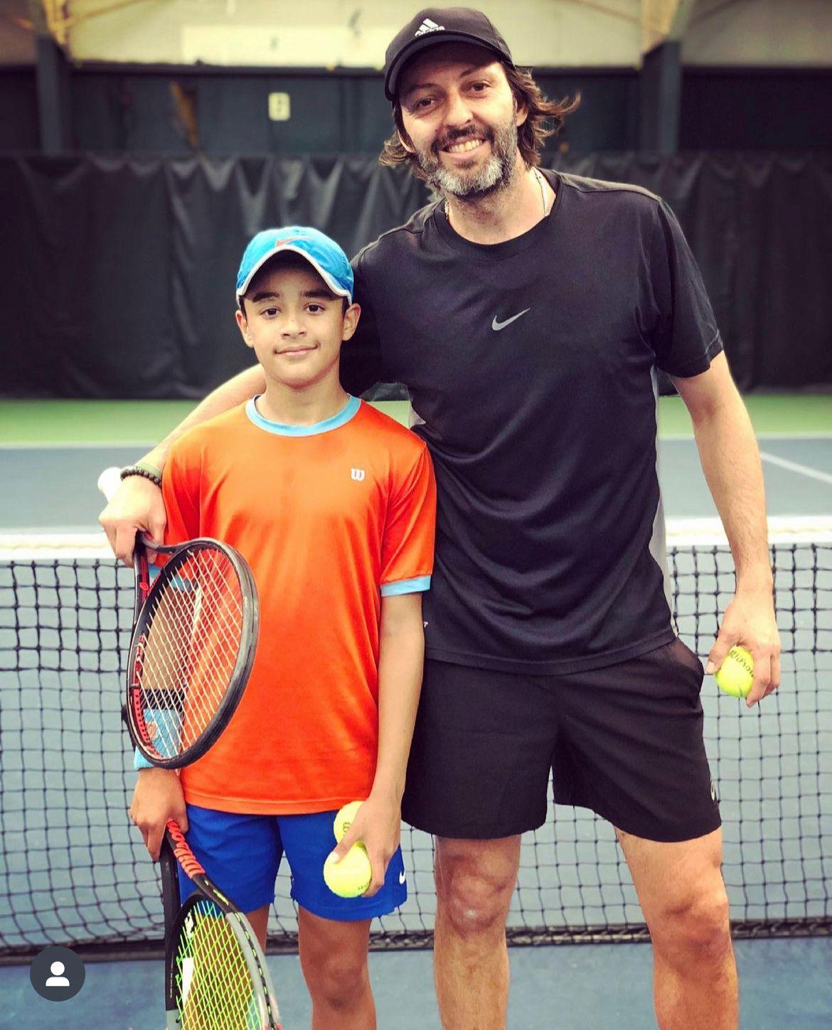 Junior players training on court